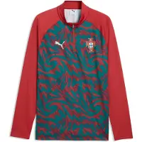Puma Portugal Warmup Quarter-Zip Top Men, Football, Club Red/Green Lagoon, XS