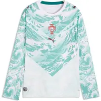 Puma Portugal 2026 Long Sleeve Away Jersey Youth, Football, White/Green Lagoon, 5-6Y