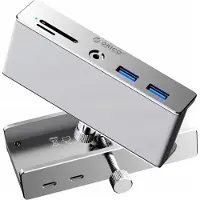 ORICO MH5PMM Klemmemonteret USB-hub - USB-C, 2x USB-A 3.2, SD&TF, 3.5mm lyd - Sort