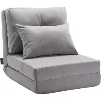 Vevor Konvertibel Flipstol, 5-positions justerbar gulv doven sofa, foldbar polstret sofa med justerbar ryglæn metalramme og pude, foldbar sovesofa stol til stue soveværelse, grå
