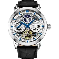 Stührling Original Herreur 3924.1 Legacy Skeletskåret/Læder Ø46.2