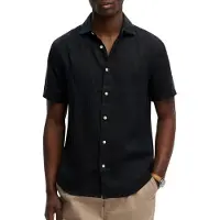 Superdry Superdrytil mænd. M4011104A Navy Riviera-skjorte (M), Casual, Linned, Korte ærmer, Blå