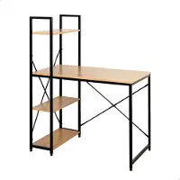 Max Home Stål Skrivebord Med Træ Og Hylder 100x52x120 Cm