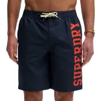 Superdry Superdrytil mænd. M3010268A Logo 19 Navy Boardshort badeshorts (M), Badetøj, Genanvendt polister, Blå