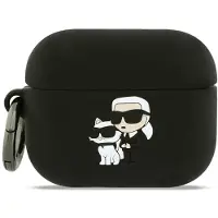 Karl Lagerfeld AirPods Pro 3 Karl & Choupette 3D silikoneetui - sort