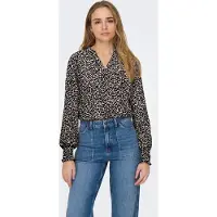 ONLY Bluse 'ONLMETTE' mudderfarvet / stone / sort