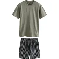 Next Pyjamas kort mørkeblå / oliven / hvid