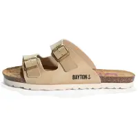 Bayton Pantoletter 'ASTRAKAN' beige / sort