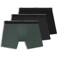 BOSS BOSStil mænd. 50534503 Sæt med 3 ensfarvede boxershorts sort, grøn, grå (M), Afslappet, Bomuld