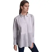 DKNY Pleat Front Tuxedo Skjorte Med Lange ærmer
