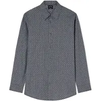 Armani Exchange A|X Armani Exchangetil mænd. XM002811AF24739FB442 Regular jacquard garnfarvet navy skjorte (XXL), Casual, Bomuld, Klassisk, Lange ærmer, Blå