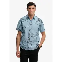 Superdry Superdrytil mænd. M4011129A Vintage Loom skjorte kortærmet blå (S), Casual, Bomuld, Korte ærmer