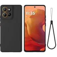 Mtp Products Motorola Moto G17 Power/G17/G15 Flydende silikone cover med håndrem - Sort