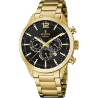 Festina Herreur F20633-3 Timeless Sort/Gul guldtonet stål Ø43.5 mm