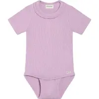 Minymo Body k/æ - Rib - Bomuld/Modal - Violet Dusk m. Blonde - - 1 år (80) - Body K/Æ