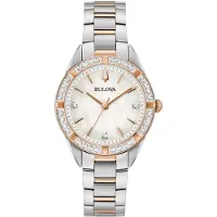 Bulova Dameur 98R281 Hvid/Rosaguldtonet stål Ø32.5 mm