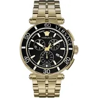 Versace Herreur VE3L00522 Greca Sort/Gul guldtonet stål Ø45 mm
