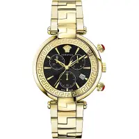 Versace Herreur VE2M00621 Revive Sort/Gul guldtonet stål Ø41 mm