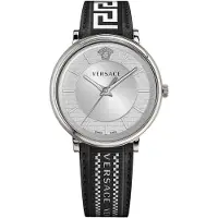 Versace Herreur VE5A01021 V Circle Sølvfarvet/Læder Ø42 mm