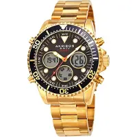 Akribos XXIV Herreur AK1094YGBK Divers Sort/Gul guldtonet stål Ø44