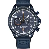 Stührling Original Herreur 929.03 Aviator Blå/Læder Ø45 mm