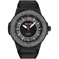 So & Co New York Herreur 5565L.3 Madison Sort/Læder Ø48 mm