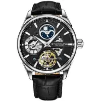 Stührling Original Herreur 3918.2 Legacy Sort/Læder Ø42.5 mm