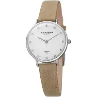 Akribos XXIV Dameur AK882WT Diamond Sølvfarvet/Læder Ø28 mm