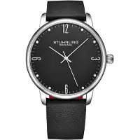 Stührling Original Herreur 3997B.2 Symphony Sort/Læder Ø40 mm