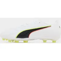 Puma KING 20 MATCH FG/AG Football Boots Unisex, Shoes, White/Glowing Red/Yellow Alert, 44.5