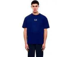EA7 EA7til mænd. 7M001402_AF22264 Graphic Series T-shirt navy (L), Casual, Bomuld, Korte ærmer, Blå