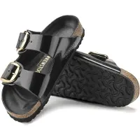 Birkenstock Birkenstocktil kvinder. 1021476 Læder Arizona Big Buckle Sandaler (Smal Pasform) sort (38), Fast, Ingen, Casual