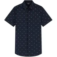 Armani Exchange A|X Armani Exchangetil mænd. XM000624AF13184FB434 Skjorte Monogram Slim navy (L), Casual, Bomuld, Korte ærmer, Blå