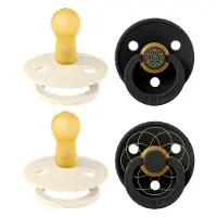 BIBS Colour Sutter - Str. 2 - 4-pak - Rund - Ivory/Sort/Guld - - 6-18 mdr - Sutter