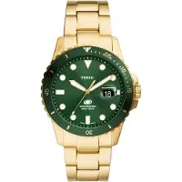 Fossil Herreur FS6030 Blue Grøn/Guldtonet stål Ø42 mm