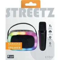 STREETZ Karaokehøjttaler med trådløs mikrofon, 5W, BT 5.3, sort