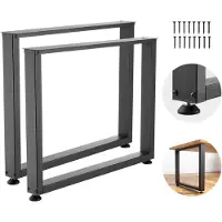 Vevor Bordben, 750 x 900 mm (H x B) Firkantede Stålmøbelben, Modulært Design, Nem Montering, 1000 kg Maks. Belastning, Til Hjemmekontorbord, Arbejdsbænke, Spiseborde, Sæt med 2, Sort