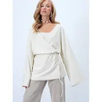 Trend Alaçatı Stili Cardigan ecru
