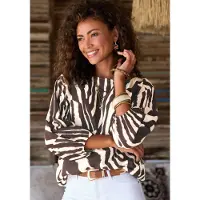 LASCANA Bluse creme / choko / mørkebrun