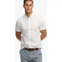 Superdry Superdrytil mænd. M4011101A Preppy Oxford-skjorte hvid (S), Casual, Bomuld, Klassisk, Korte ærmer