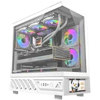 Darkflash DS950V computerkabinet med skærm (hvid) + 6 blæsere