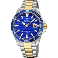 Festina Herreur F20362-4 Prestige Blå/Gul guldtonet stål Ø44.3 mm