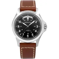 Hamilton Herreur H64455533 Khaki Field King Automatic Sort/Læder