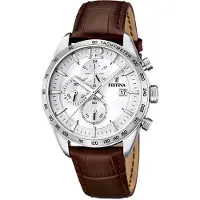Festina Herreur F16760-1 Sport Sølvfarvet/Læder Ø44 mm