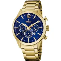 Festina Herreur F20633-2 Timeless Blå/Gul guldtonet stål Ø43.5 mm