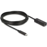 DeLOCK - USB-forlængerkabel - USB-C (han) til USB-C/strøm DC jackstik (hun) - 5 V - 2 A - 5 m - op til 10 Gbps datatransferhastighed - sort