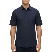 Hugo Boss BOSStil mænd. 50537382 Navy Rash Shirt (M), Casual, Bomuld, Korte ærmer, Blå
