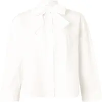 Armani Exchange A|X Armani Exchangetil kvinder. XW001757AF12812U0002 Bluse med hvid sløjfe (M), Casual, Bomuld, Klassisk, Lange ærmer