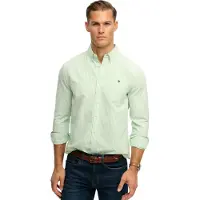 Superdry Superdrytil mænd. M4011100A Preppy Oxford-skjorte grøn (XXL), Casual, Bomuld, Klassisk, Lange ærmer