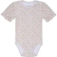 Hust and Claire Body k/æ - Britt - Hvid m. Blomster - - 1 år (80) - Body K/Æ